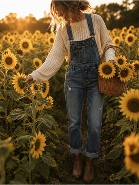 Free People Brady Denim Overalls Utility Bib Boyfriend Jeans Size 25